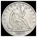 1858-O Seated Liberty Half Dollar CLOSELY  UNCIRC