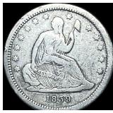 1839 Seated Liberty Quarter Dollar LIGHTLY  CIRCU