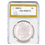 1880-S Morgan Silver Dollar PGA MS65 PL