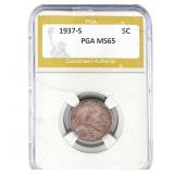 1937-S Buffalo Nickel PGA MS65