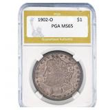 1902-O Morgan Silver Dollar PGA MS65