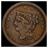 1850 Braided Hair Half Cent LIGHTLY  CIRCULATED