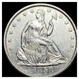 1858 Seated Liberty Half Dollar CHOICE AU