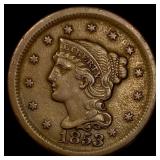 1853 Braided Hair Large Cent NEARLY  UNCIRCULATED