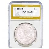 1890-S Morgan Silver Dollar PGA MS64+