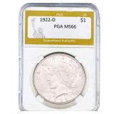 1922-D Silver Peace Dollar PGA MS66