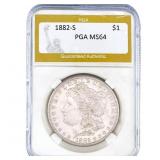 1882-S Morgan Silver Dollar PGA MS64