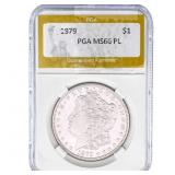 1879 Morgan Silver Dollar PGA MS66 PL