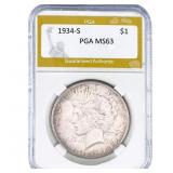 1934-S Silver Peace Dollar PGA MS63