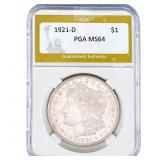 1921-D Morgan Silver Dollar PGA MS64