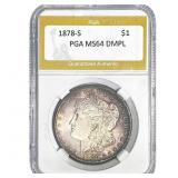 1878-S Morgan Silver Dollar PGA MS64 DMPL