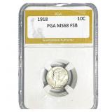 1918 Mercury Silver Dime PGA MS68 FSB