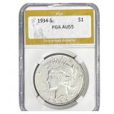 1934-S Silver Peace Dollar PGA AU55