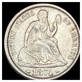 1874 Seated Liberty Dime CLOSELY UNCIRCULATED