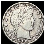1908-D Silver Barber Half Dollar NEARLY  UNCIRCUL