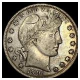 1901 Silver Barber Half Dollar NEARLY  UNCIRCULAT