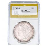 1890 Morgan Silver Dollar PGA MS65