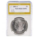 1881-S Morgan Silver Dollar PGA MS66 DMPL