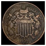 1867 Two-Cent Piece LIGHTLY CIRCULATED
