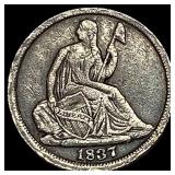 1837 Seated Liberty Half Dime No Stars ABOUT  UNC