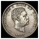 1883 Hawaii Silver 1/4 Dollar NEARLY  UNCIRCULATE