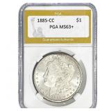 1885-CC Morgan Silver Dollar PGA MS63+