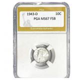 1943-D Mercury Silver Dime PGA MS67 FSB
