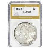 1882-S Morgan Silver Dollar PGA MS65