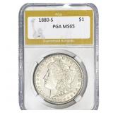 1880-S Morgan Silver Dollar PGA MS65