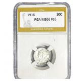 1916 Mercury Silver Dime PGA MS66 FSB