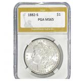 1882-S Morgan Silver Dollar PGA MS65