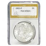 1902-O Morgan Silver Dollar PGA MS64+