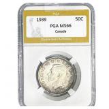 1939 Canada Silver Half Dollar PGA MS66