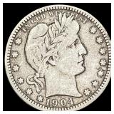 1904-O Silver Barber Quarter NEARLY  UNCIRCULATED
