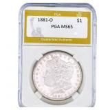 1881-O Morgan Silver Dollar PGA MS65
