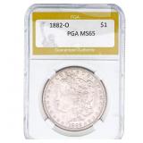 1882-O Morgan Silver Dollar PGA MS65
