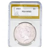 1923 Silver Peace Dollar PGA MS65