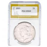 1921 Silver Peace Dollar PGA MS64