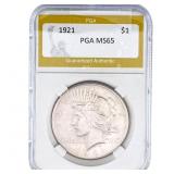 1921 Silver Peace Dollar PGA MS65