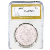 1883-O Morgan Silver Dollar PGA MS65