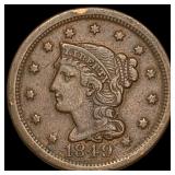 1849 Braided Hair Large Cent CLOSELY  UNCIRCULATE