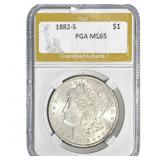 1882-S Morgan Silver Dollar PGA MS65