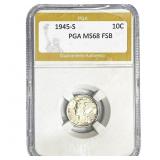 1945-S Mercury Silver Dime PGA MS68 FSB