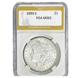 1890-S Morgan Silver Dollar PGA MS62