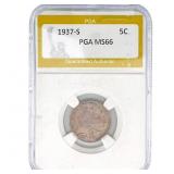 1937-S Buffalo Nickel PGA MS66