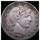 1907-D Silver Barber Half Dollar ABOUT  UNCIRCULA