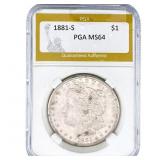 1881-S Morgan Silver Dollar PGA MS64