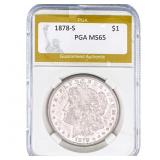 1878-S Morgan Silver Dollar PGA MS65