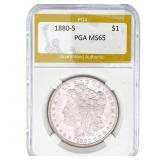 1880-S Morgan Silver Dollar PGA MS65