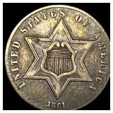 1861 Silver Three-Cent Piece LIGHTLY  CIRCULATED